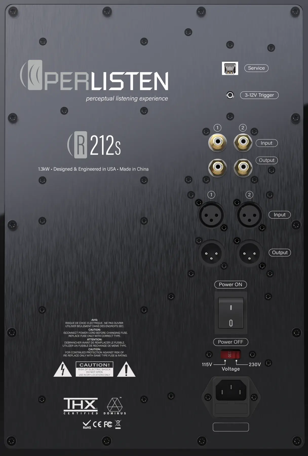 Perlisten Audio R212 Hochglanz Schwarz Anschluesse Detail
