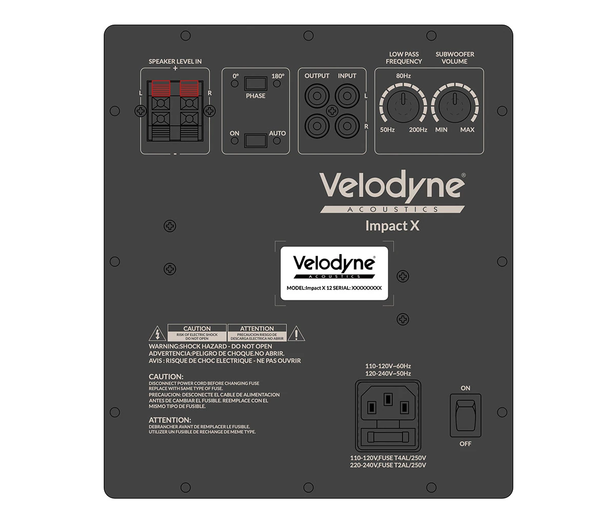 Velodyne Acoustics Impact X10 Anschluesse
